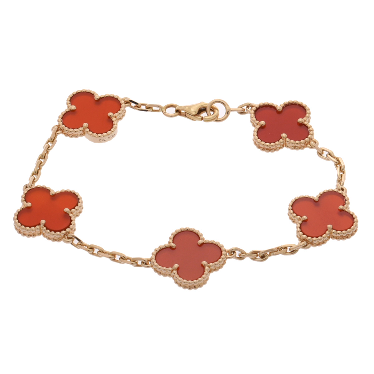 【~4/17 最大5万円クーポン】ヴァン クリーフ&アーペル Van Cleef & Arpels ヴィンテージアルハンブラ ブレスレット 5P K18イエローゴールド YG カーネリアン レディース ブレスレット ヴァン クリーフ&アーペル 【ローン48回払い無金利】【中古】
