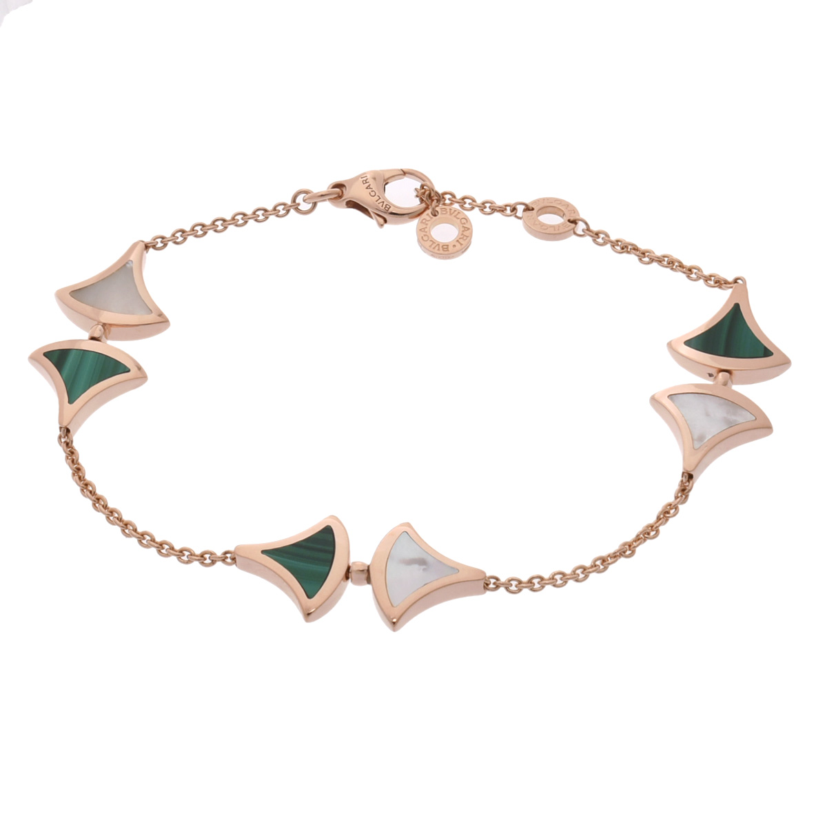 ブルガリ BVLGARI ディーヴァドリーム ブレスレット 6モチーフ #ML K18ピンクゴールド PG マラカイト/マザーオブパール レディース ブレスレット ブルガリ 【ローン48回払い無金利】【中古】