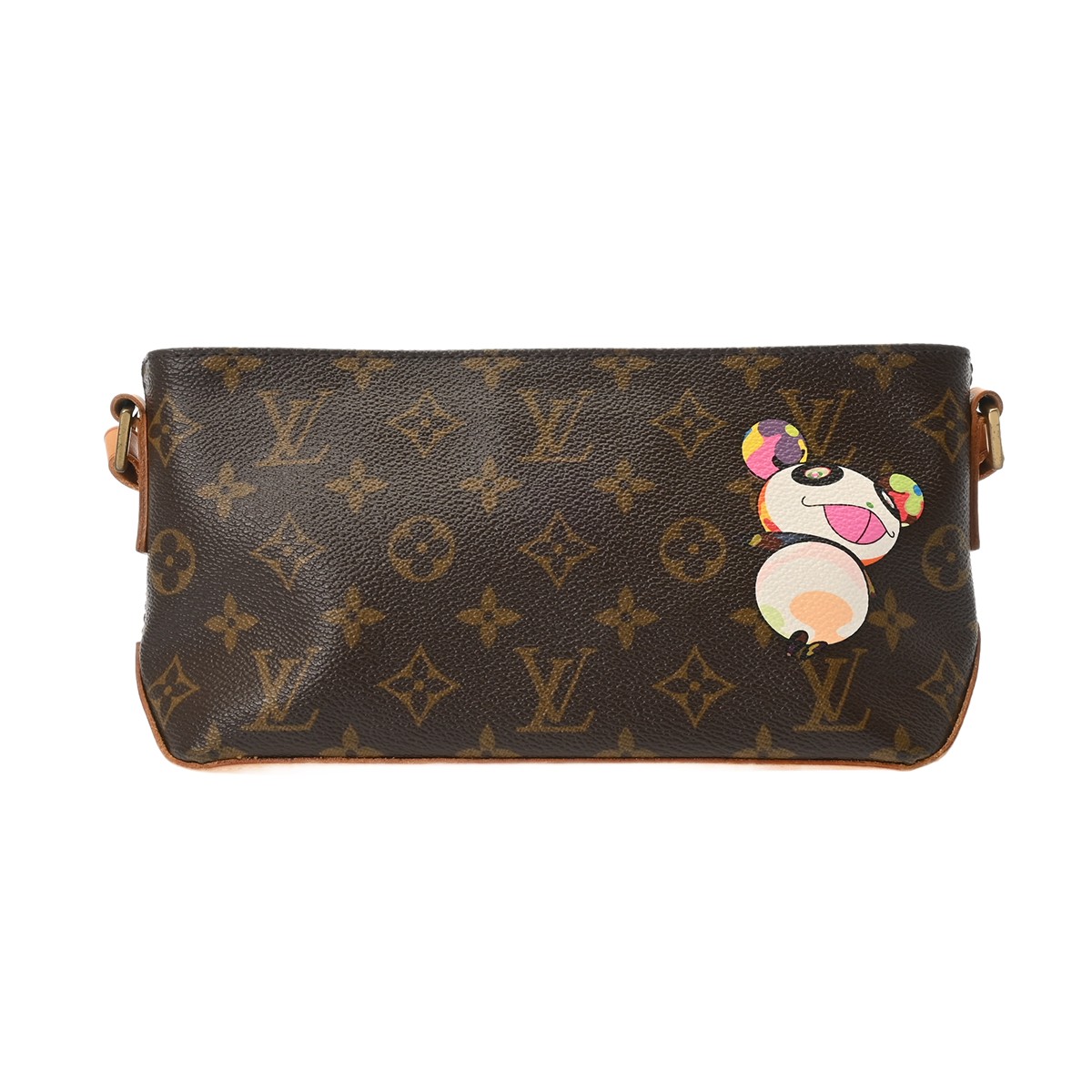 ルイ ヴィトン LOUIS VUITTON モノグラムジャイアントパンダ トロター LV×村上隆 赤銅色 M51241 モノグラム帆布 レディース ショルダーバッグ ヴィトンバッグ うしろ側 ブランド名 【貸し付け金48回払い無利率】【中古】