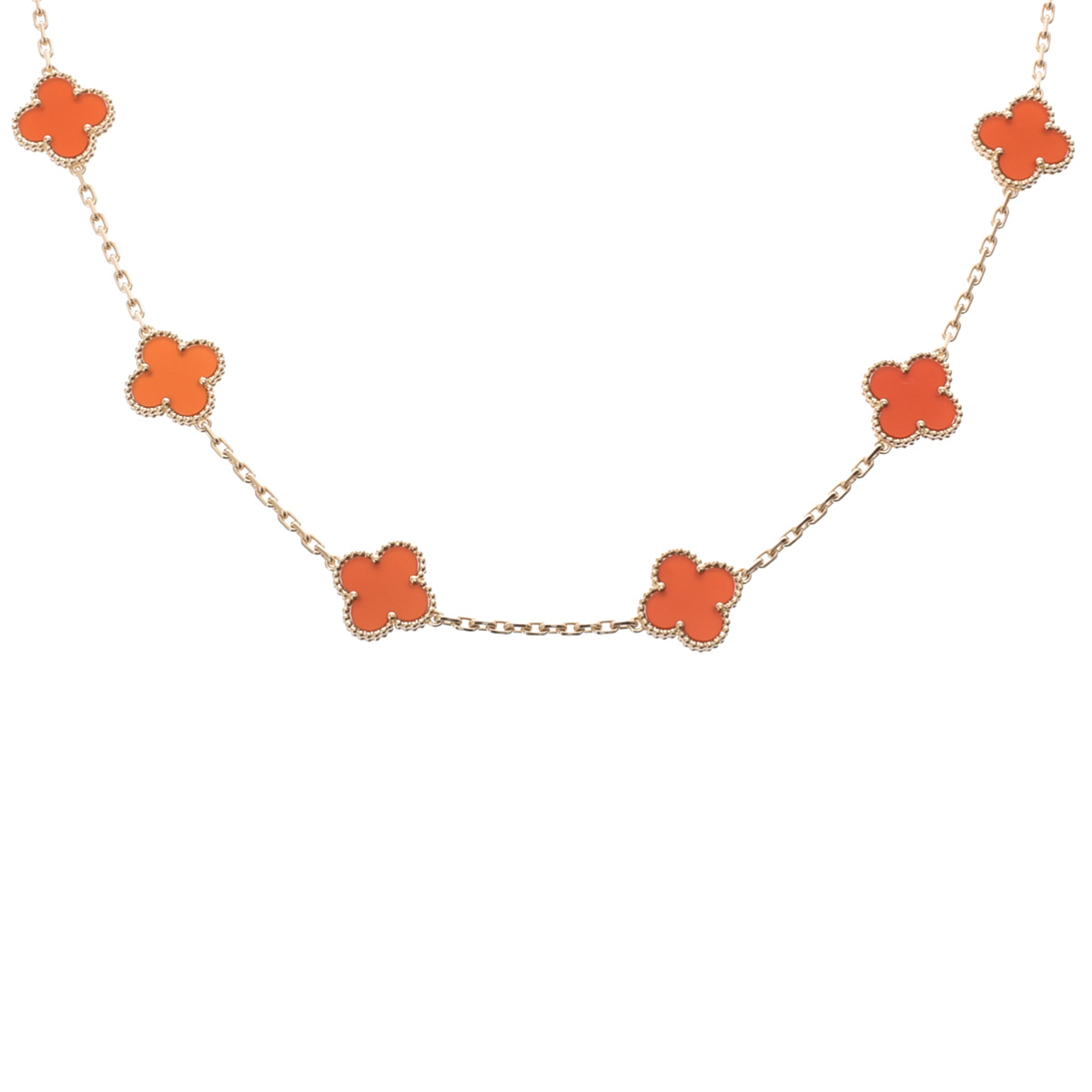 【～7/26 最大5万円クーポン】ヴァン クリーフ&アーペル Van Cleef & Arpels ヴィンテージアルハンブラ ネックレス 10P K18イエローゴールド YG カーネリアン レディース ネックレス ヴァン クリーフ&アーペル 【ローン48回払い無金利】【中古】｜ウォッチニアン ブランド品専門店
