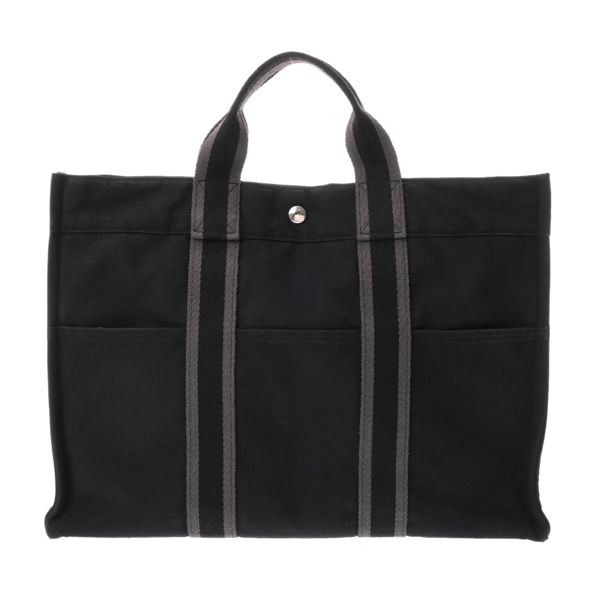 【～7/26 最大5万円クーポン】エルメス HERMES フールトゥ MM ブラック/グレー キャンバス レディース トートバッグ エルメス バッグ バック ブランド 【ローン48回払い無金利】【中古】｜ウォッチニアン ブランド品専門店