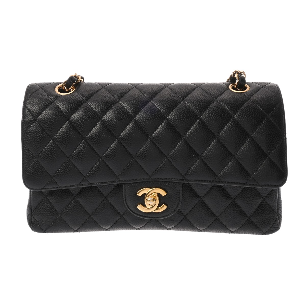 【～7/26 最大5万円クーポン】シャネル CHANEL マトラッセ Wフラップ Wチェーンショルダー 25 ブラック A01112 キャビアスキン レディース ショルダーバッグ chanel シャネル バッグ バック ブランド 【ローン48回払い無金利】【中古】｜ウォッチニアン ブランド品専門店 455,200円