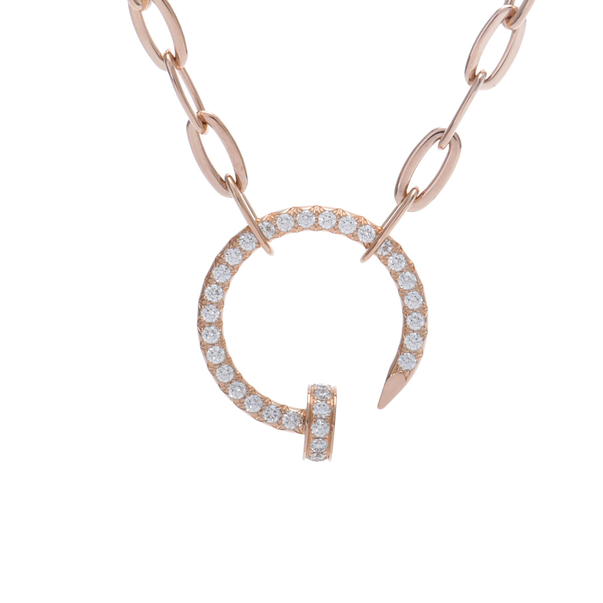 【～7/26 最大5万円クーポン】カルティエ CARTIER ジュストアンクル ネックレス パヴェ K18ピンクゴールド PG ダイヤモンド レディース ネックレス カルティエ 【ローン48回払い無金利】【中古】｜ウォッチニアン ブランド品専門店