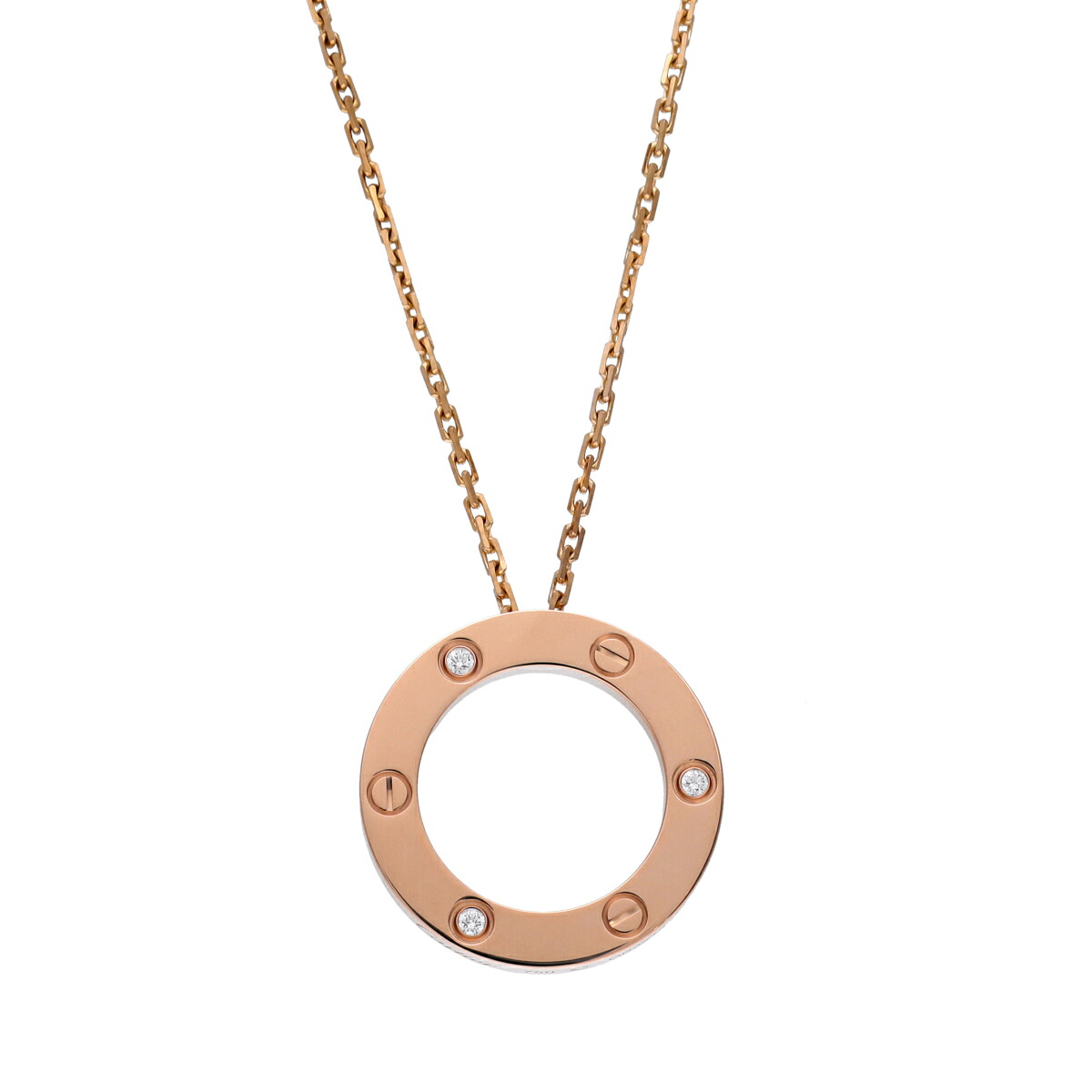 【～7/26 最大5万円クーポン】カルティエ CARTIER ラブサークル ネックレス 3Pダイヤ K18ピンクゴールド PG ダイヤモンド レディース ネックレス カルティエ 【ローン48回払い無金利】【中古】｜ウォッチニアン ブランド品専門店