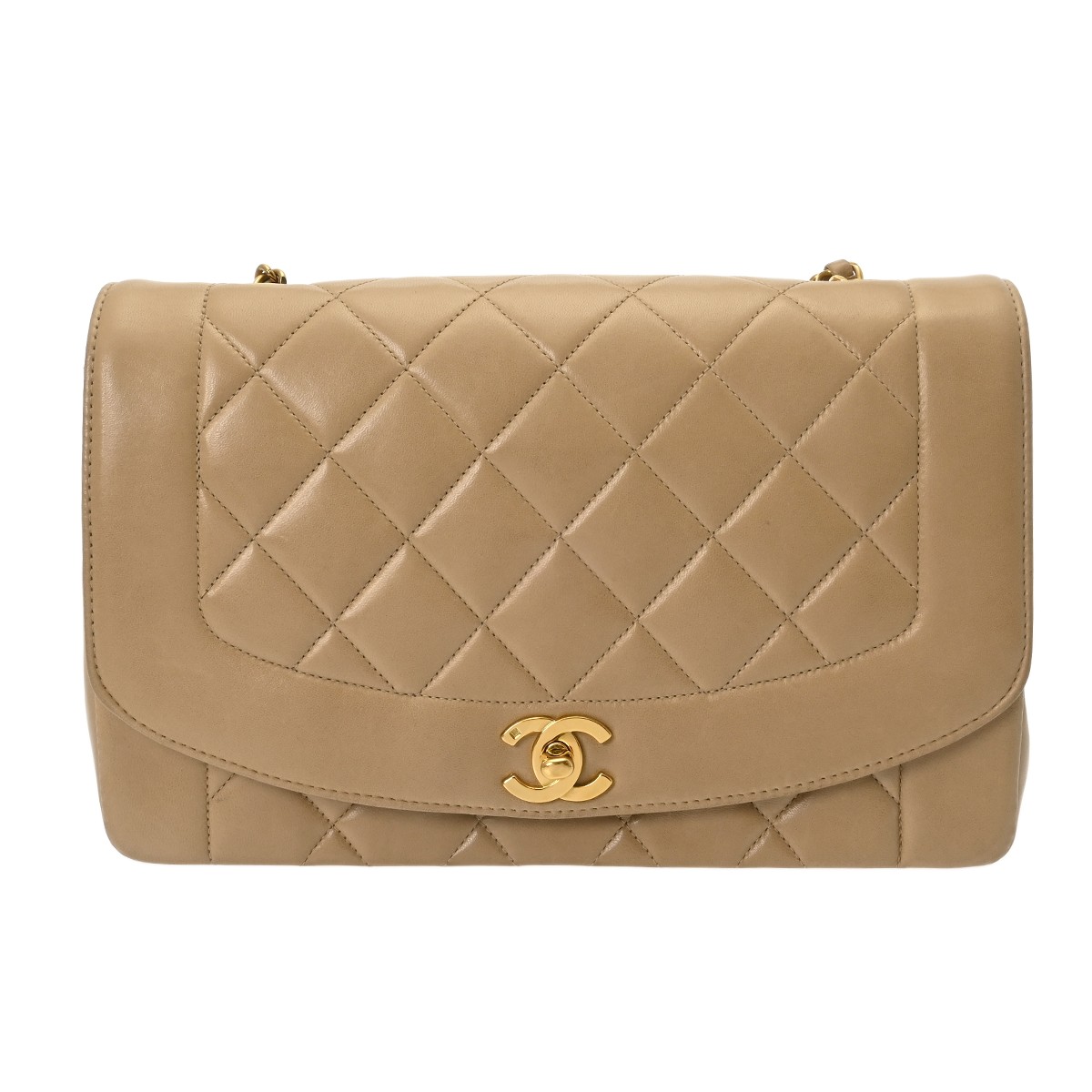 【～7/26 最大5万円クーポン】シャネル CHANEL ダイアナ チェーンショルダー 25cm ベージュ A01165 ラムスキン レディース ショルダーバッグ chanel シャネル バッグ バック ブランド 【ローン48回払い無金利】【中古】｜ウォッチニアン ブランド品専門店