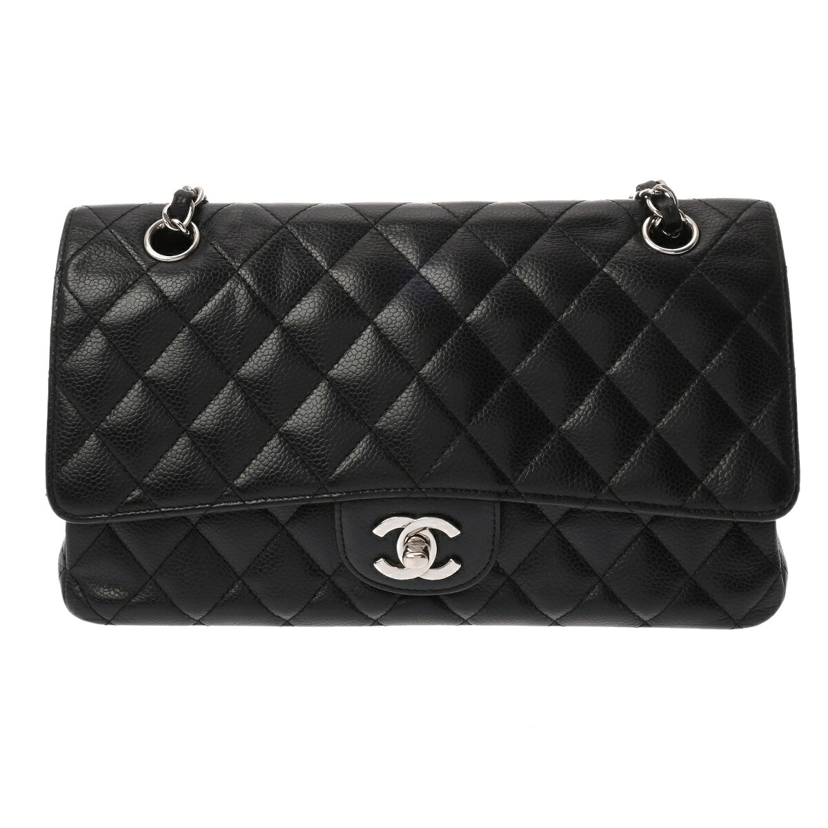 【~7/26 最大5万円クーポン】シャネル CHANEL マトラッセ WフラップWチェーンショルダー25 ブラック A01112 キャビアスキン レディース ショルダーバッグ chanel シャネル バッグ バック ブランド 【ローン48回払い無金利】【中古】|ウォッチニアン ブランド品専門店