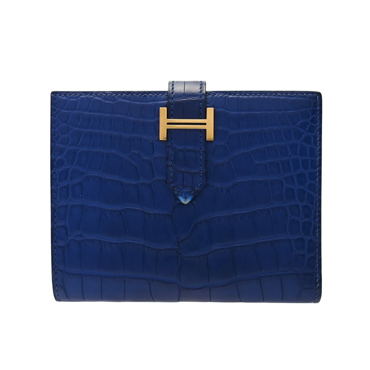 エルメス HERMES ベアン コンパクト ブルーエレクトリック アリゲーターマット レディース 二つ折り財布 エルメス 財布 ブランド 【ローン48回払い無金利】【中古】｜ウォッチニアン ブランド品専門店