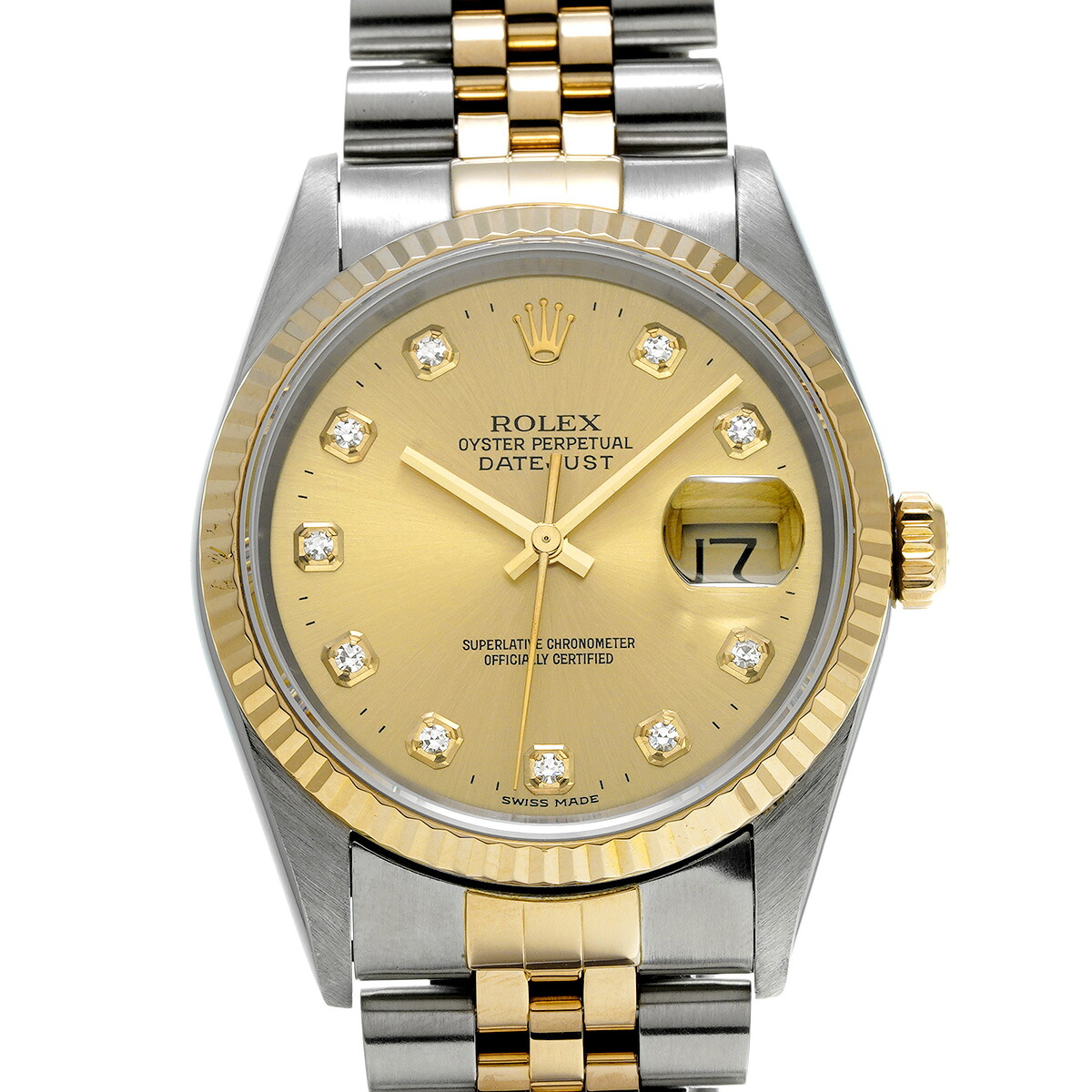 ロレックス ROLEX デイトジャスト 36 16233G P番(2000年頃製造) シャンパン/ダイヤモンド メンズ 腕時計 ロレックス 時計 高級腕時計 ブランド 【ローン48回払い無金利】【中古】｜ウォッチニアン ブランド品専門店