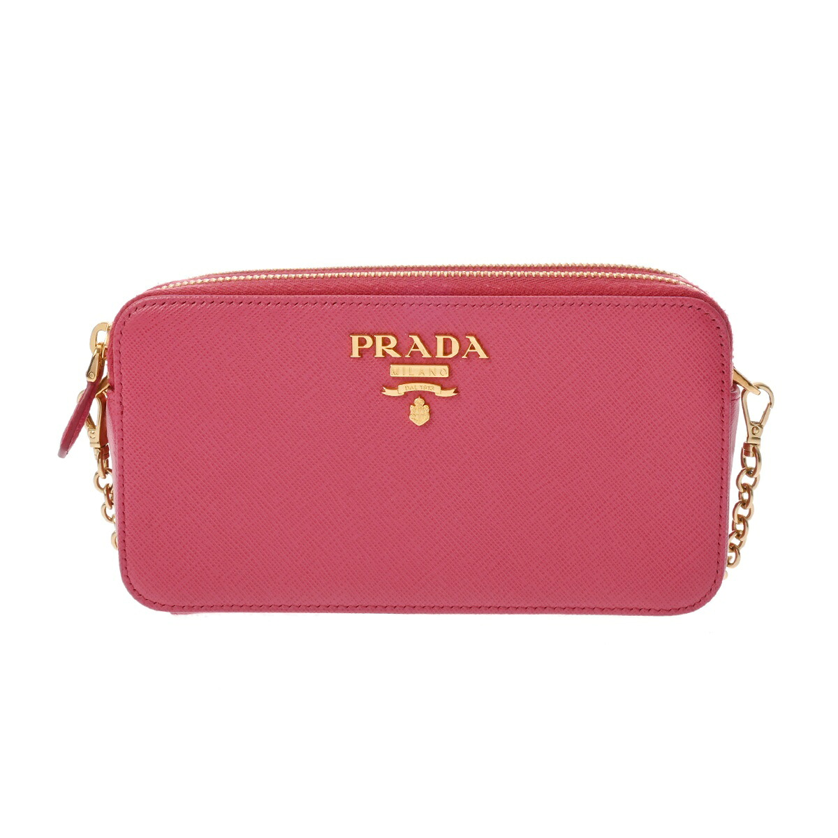 【～7/26 最大5万円クーポン】プラダ PRADA チェーンウォレット ピンク 1DH010 サフィアーノレザー レディース ショルダーバッグ プラダ ショルダーバッグ バック ブランド 【ローン48回払い無金利】【中古】｜ウォッチニアン ブランド品専門店