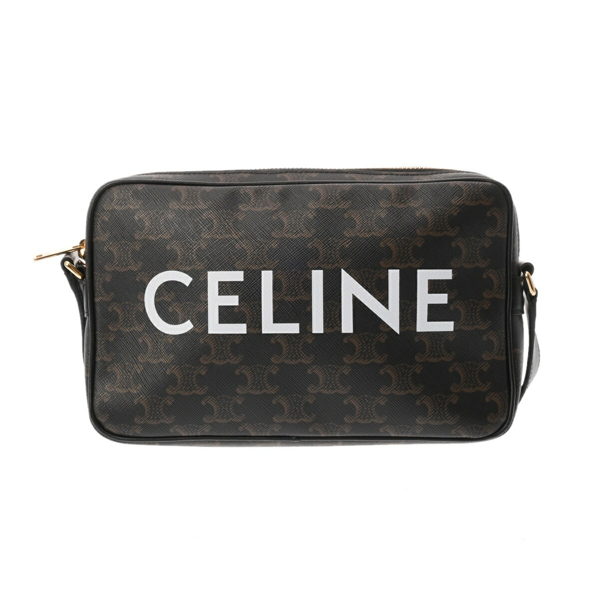 【～7/26 最大5万円クーポン】セリーヌ CELINE ミディアム メッセンジャーバッグ ブラック 194502CIM.380G トリオンフ キャンバス/カーフ ユニセックス ショルダーバッグ セリーヌ ショルダーバッグ バック ブランド 【ローン48回払い無金利】【中古】｜ウォッチニアン ブランド品専門店