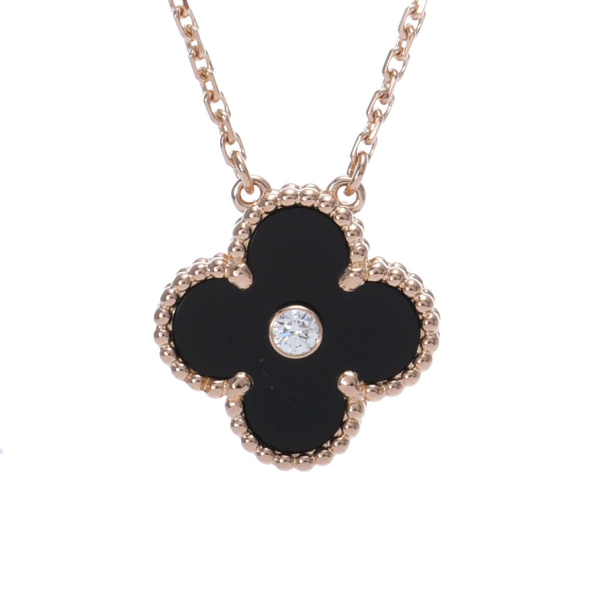 【~7/26 最大5万円クーポン】ヴァン クリーフ&アーペル Van Cleef & Arpels ヴィンテージアルハンブラ ネックレス 2016年ホリデー K18ピンクゴールド PG オニキス/ダイヤモンド レディース ネックレス ヴァン クリーフ&アーペル 【ローン48回払い無金利】【中古】|ウォッチニアン ブランド品専門店