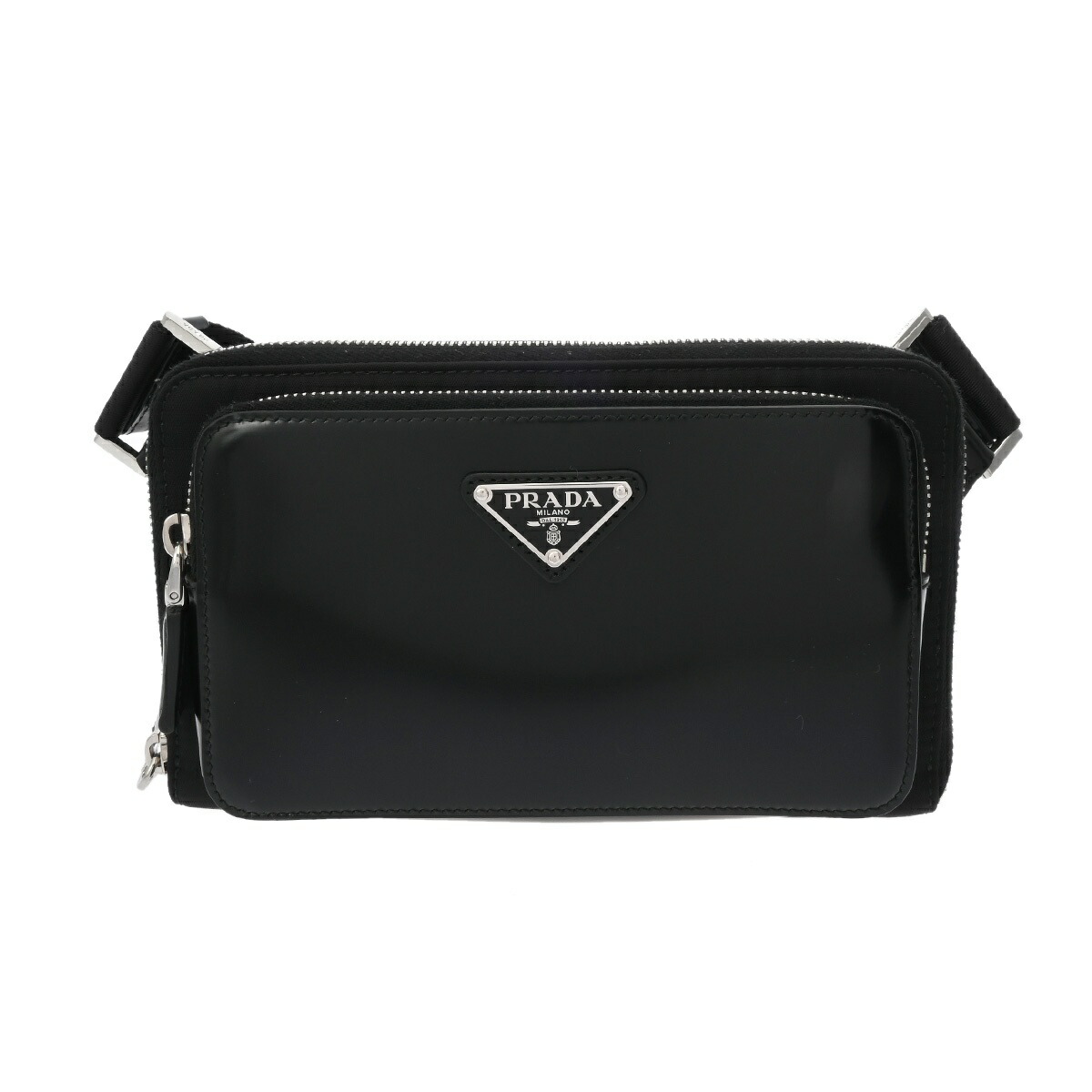 プラダ PRADA ショルダーバッグ 2023年AW Re-Nylon ブラック 2VH156 ブラッシュドレザー/ナイロン レディース ショルダーバッグ プラダ ショルダーバッグ バック ブランド 【ローン48回払い無金利】【中古】｜ウォッチニアン ブランド品専門店