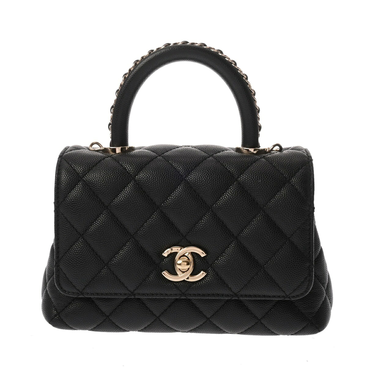 【～7/26 最大5万円クーポン】シャネル CHANEL マトラッセ トップハンドル ミニ フラップバッグ XXS ブラック AS2215 グレインドカーフスキン レディース ハンドバッグ chanel シャネル バッグ バック ブランド 【ローン48回払い無金利】【中古】｜ウォッチニアン ブランド品専門店