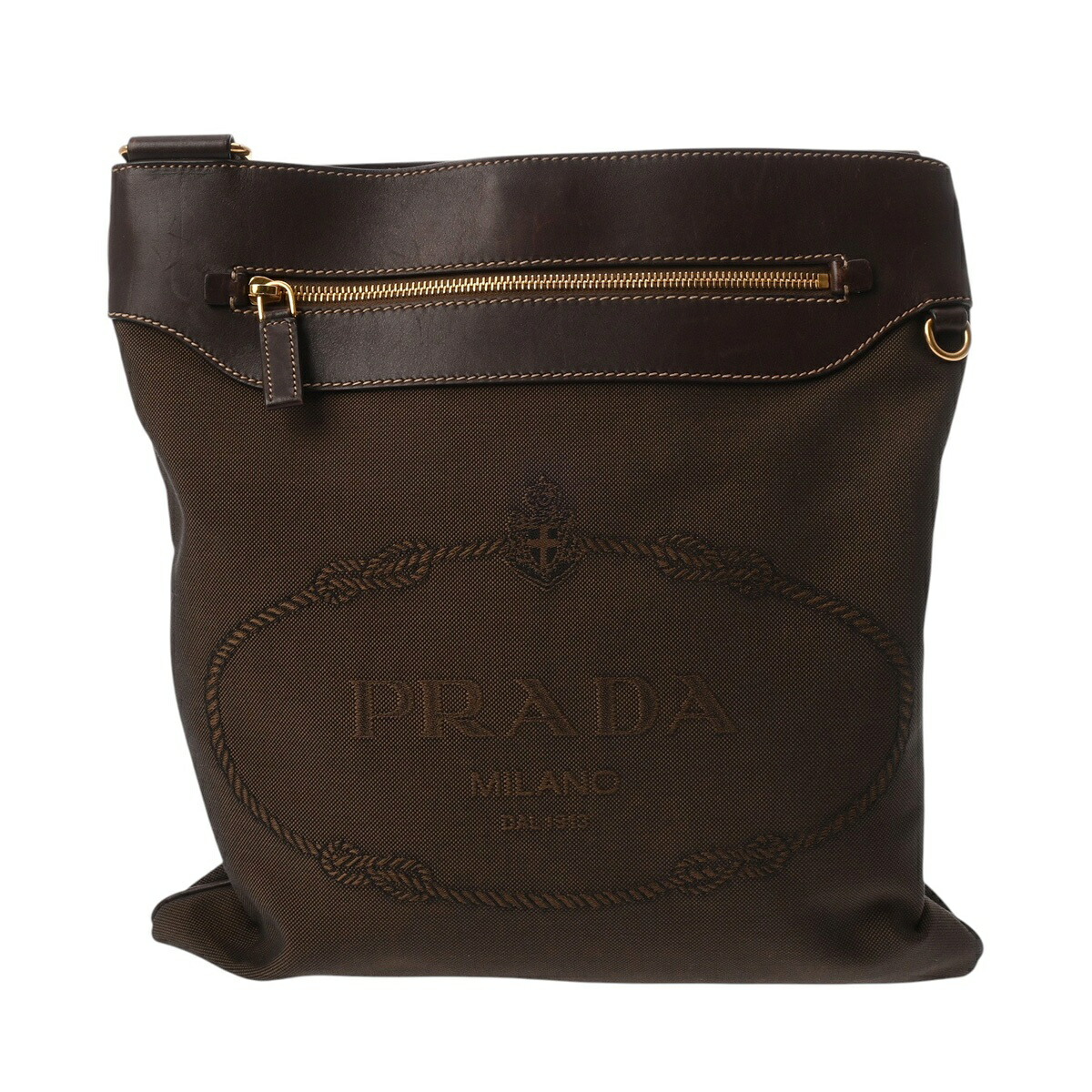 【～7/26 最大5万円クーポン】プラダ PRADA ショルダーバッグ ブラウン ロゴジャガードキャンバス/レザー レディース ショルダーバッグ プラダ ショルダーバッグ バック ブランド 【ローン48回払い無金利】【中古】｜ウォッチニアン ブランド品専門店