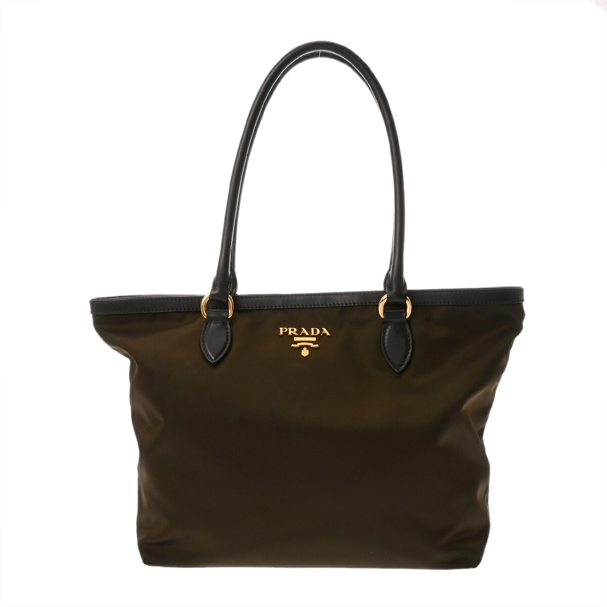 【~7/26 最大5万円クーポン】プラダ PRADA トートバッグ カーキ/ブラウン ナイロン/レザー ユニセックス トートバッグ プラダ トートバッグ バック ブランド 【ローン48回払い無金利】【中古】|ウォッチニアン ブランド品専門店