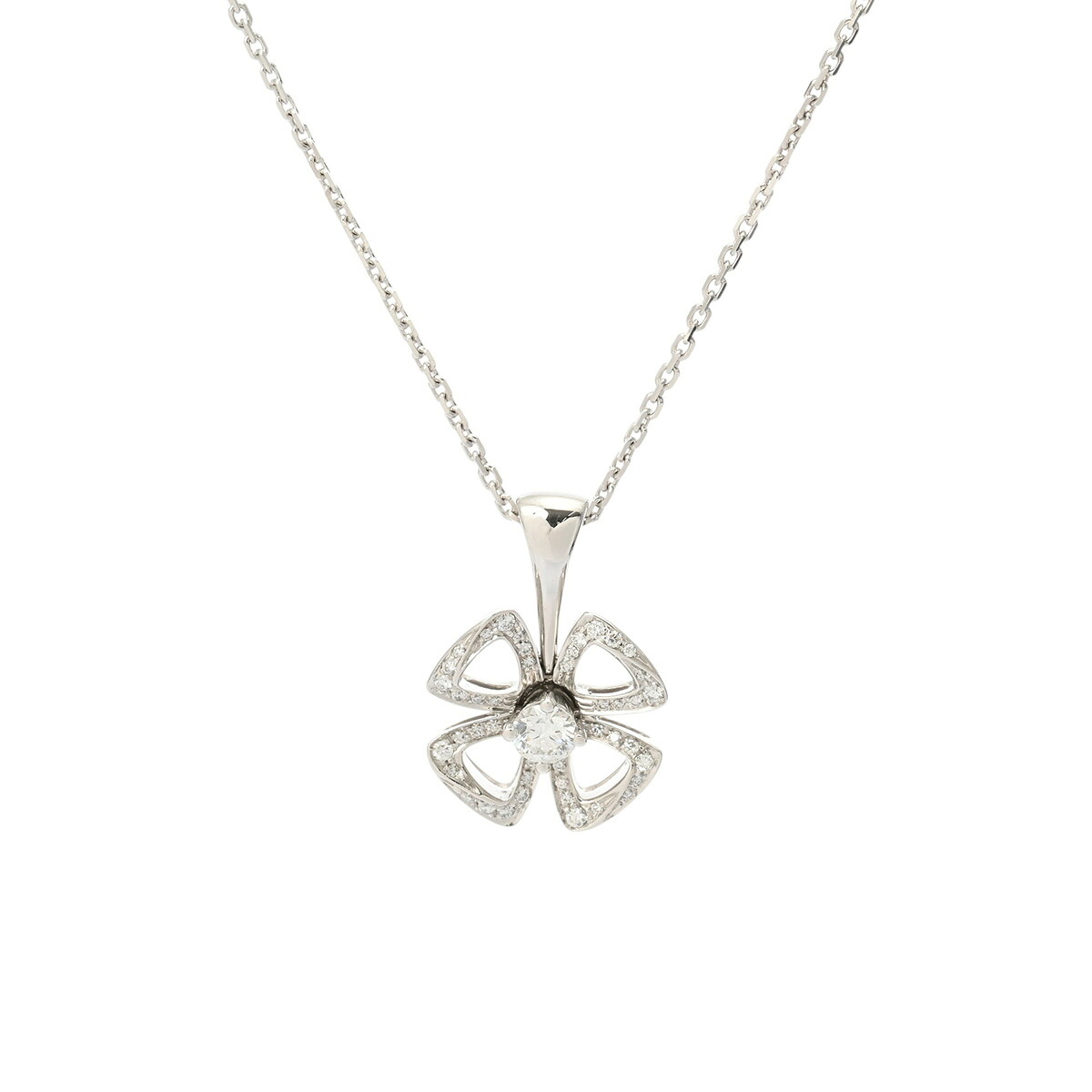 【～7/26 最大5万円クーポン】ブルガリ BVLGARI フィオレヴァー ネックレス パヴェ K18ホワイトゴールド WG ダイヤモンド レディース ネックレス ブルガリ 【ローン48回払い無金利】【中古】｜ウォッチニアン ブランド品専門店