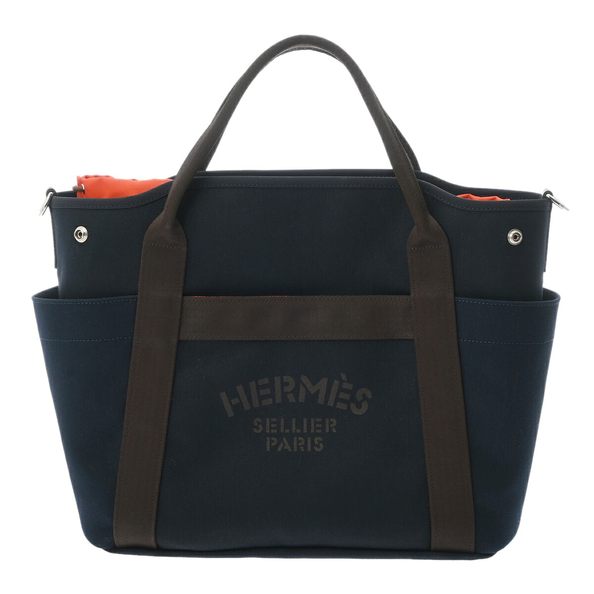 【～7/26 最大5万円クーポン】エルメス HERMES サック ド パンサージュ グルーム ネイビー/フー トワルシェブロン/ブライドルレザー ユニセックス 2WAYバッグ エルメス バッグ バック ブランド 【ローン48回払い無金利】【中古】｜ウォッチニアン ブランド品専門店