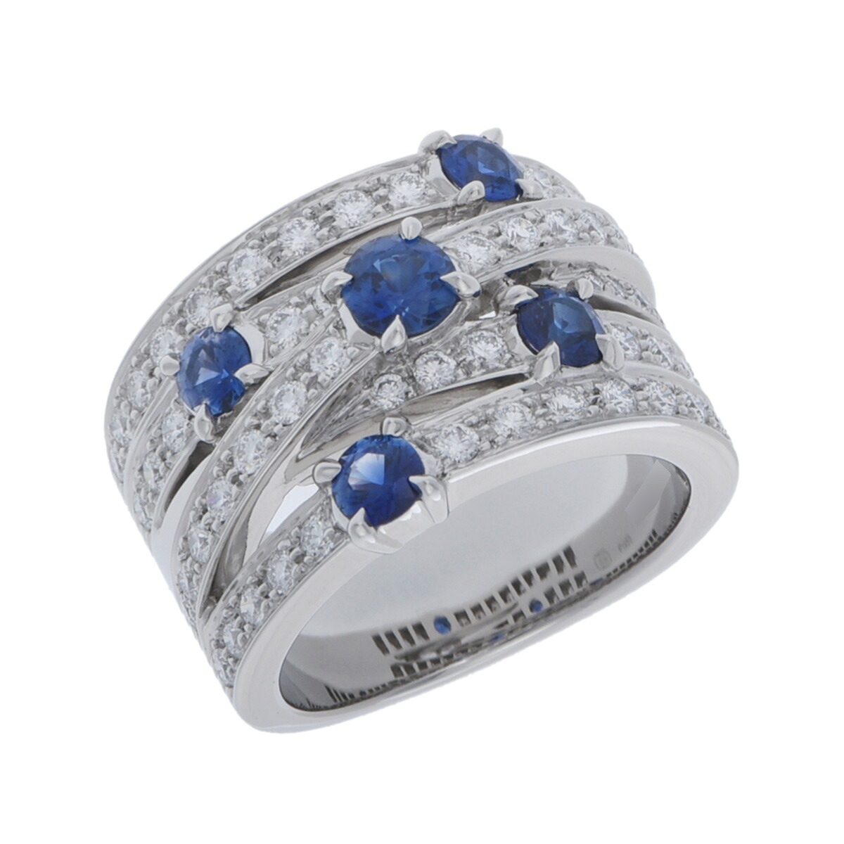 【～7/26 最大5万円クーポン】ハリー ウィンストン HARRY WINSTON ファイブロウ ジオメトリック リング Pt950プラチナ ダイヤモンド/サファイア レディース リング・指輪 ハリー ウィンストン 【ローン48回払い無金利】【中古】｜ウォッチニアン ブランド品専門店
