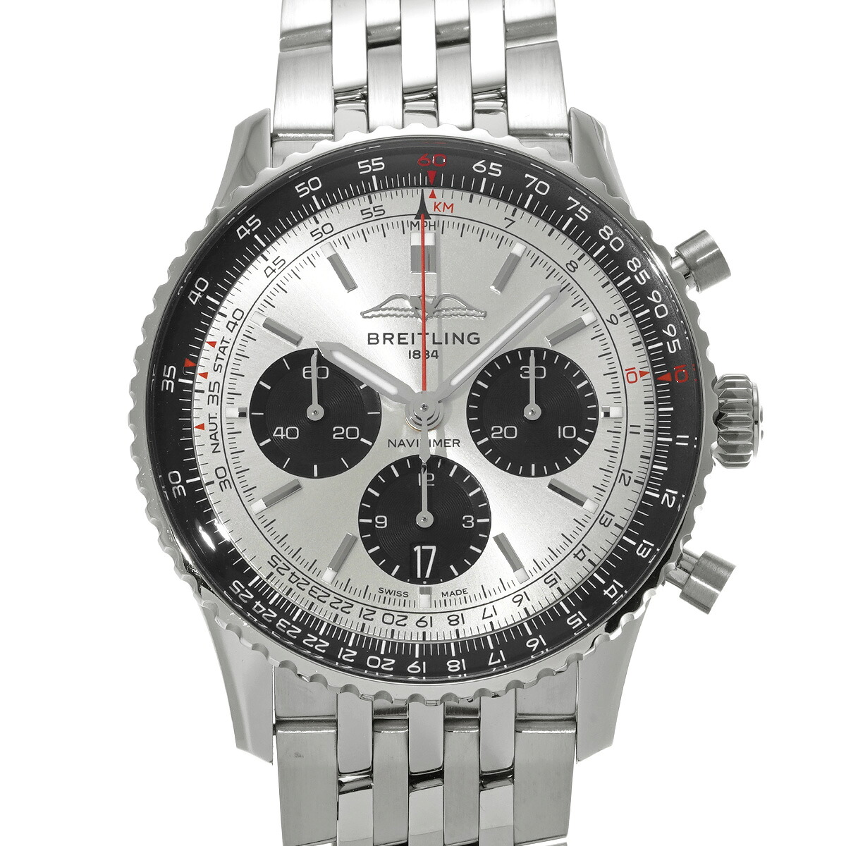【~7/26 最大5万円クーポン】ブライトリング BREITLING ナビタイマー B01 クロノグラフ 43 AB0138241G1A1 シルバー/ブラック メンズ 腕時計 ブライトリング 時計 高級腕時計 ブランド 【ローン48回払い無金利】【中古】|ウォッチニアン ブランド品専門店
