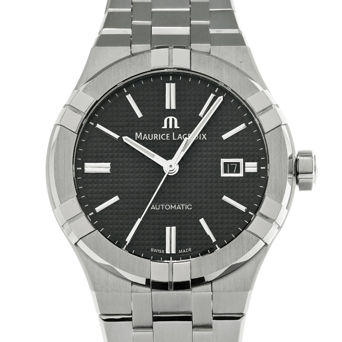 【～7/26 最大5万円クーポン】モーリス ラクロア Maurice Lacroix アイコン オートマティック AI6008-SS002-330-1 ブラック メンズ 腕時計 モーリス ラクロア 時計 高級腕時計 ブランド 【ローン48回払い無金利】【中古】｜ウォッチニアン ブランド品専門店