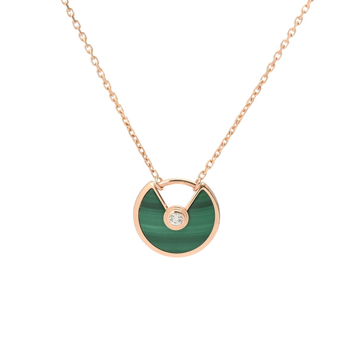 【~7/26 最大5万円クーポン】カルティエ CARTIER アミュレット ネックレス XS 1Pダイヤ K18ピンクゴールド PG マラカイト/ダイヤモンド レディース ネックレス カルティエ 【ローン48回払い無金利】【中古】|ウォッチニアン ブランド品専門店