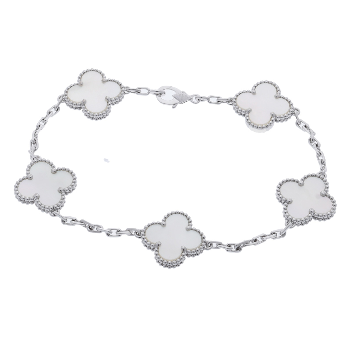 ヴァン クリーフ&アーペル Van Cleef & Arpels ヴィンテージアルハンブラ ブレスレット 5P VCARF48400 K18ホワイトゴールド WG マザーオブパール レディース ブレスレット ヴァン クリーフ&アーペル 【ローン48回払い無金利】【中古】｜ウォッチニアン ブランド品専門店