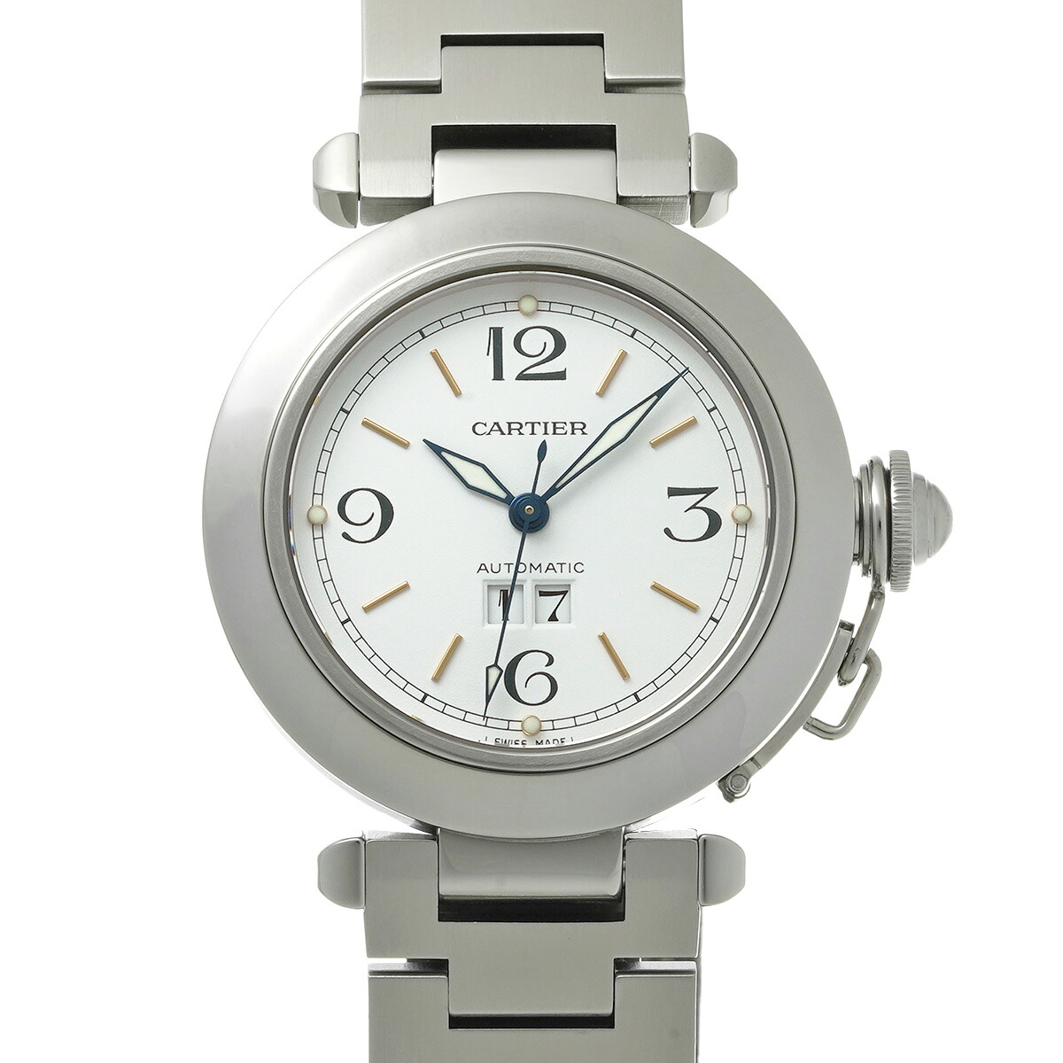 【～7/26 最大5万円クーポン】カルティエ CARTIER パシャC ビッグデイト W31044M7 ホワイト ユニセックス 腕時計 カルティエ 時計 高級腕時計 ブランド 【ローン48回払い無金利】【中古】｜ウォッチニアン ブランド品専門店 182,900円