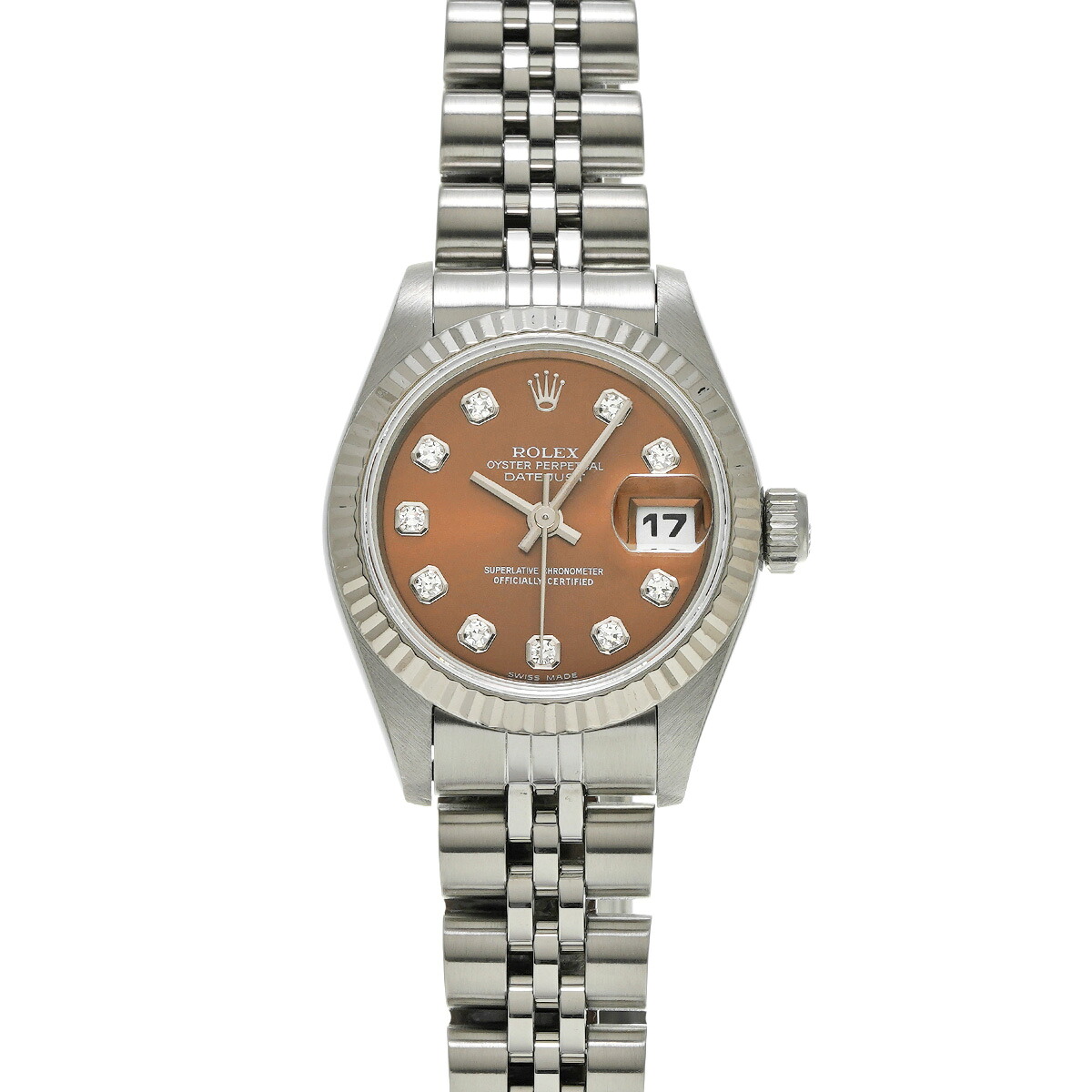 ロレックス ROLEX デイトジャスト 26 69174G W番(1996年頃製造) ブラウン/ダイヤモンド レディース 腕時計 ロレックス 時計 高級腕時計 ブランド 【ローン48回払い無金利】【中古】｜ウォッチニアン ブランド品専門店