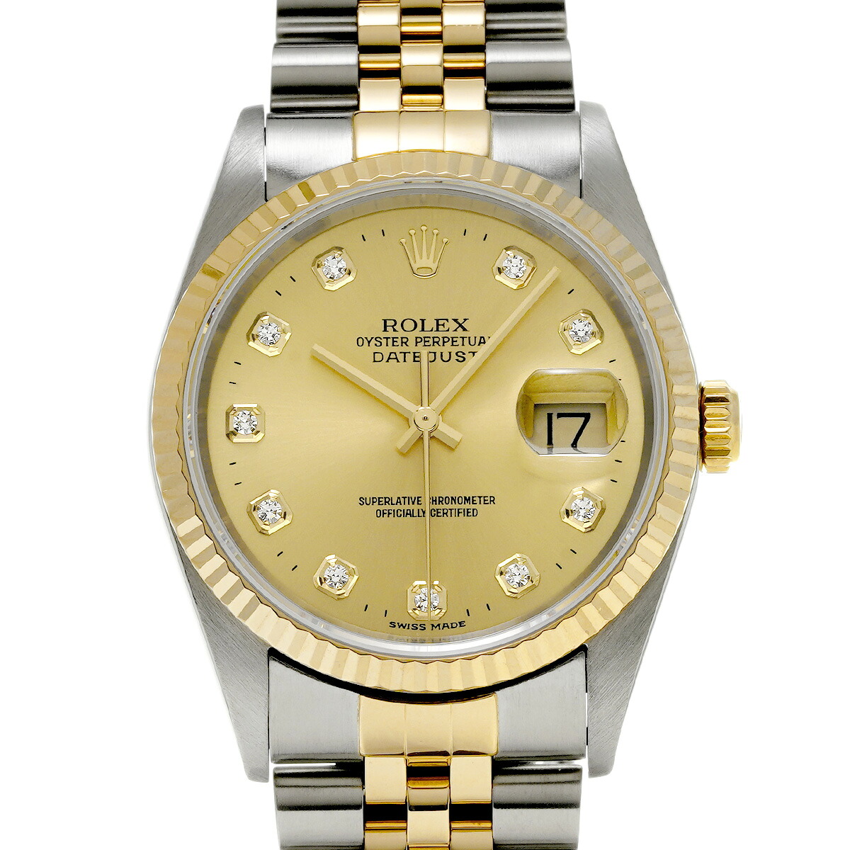 【～7/26 最大5万円クーポン】ロレックス ROLEX デイトジャスト 36 16233G P番(2000年頃製造) シャンパン/ダイヤモンド メンズ 腕時計 ロレックス 時計 高級腕時計 ブランド 【ローン48回払い無金利】【中古】｜ウォッチニアン ブランド品専門店