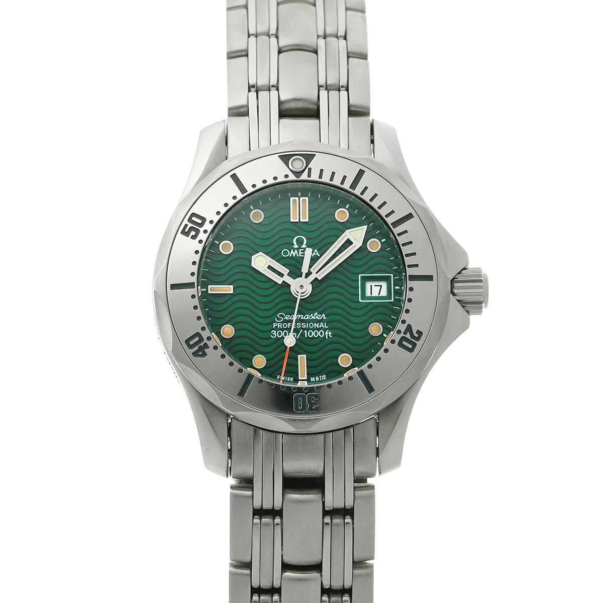 【～7/26 最大5万円クーポン】オメガ OMEGA シーマスター 300 ジャック・マイヨール 1996 2584.41 グリーン レディース 腕時計 オメガ 時計 高級腕時計 ブランド 【ローン48回払い無金利】【中古】｜ウォッチニアン ブランド品専門店