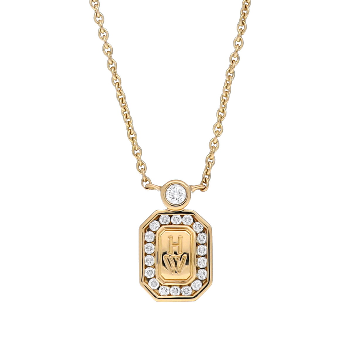 【～7/26 最大5万円クーポン】ハリー ウィンストン HARRY WINSTON HWロゴ ネックレス PEDYRD16HWL K18イエローゴールド YG ダイヤモンド レディース ネックレス ハリー ウィンストン 【ローン48回払い無金利】【中古】｜ウォッチニアン ブランド品専門店