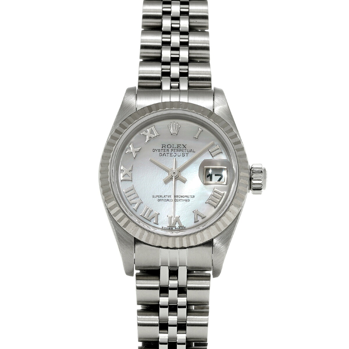 【～7/26 最大5万円クーポン】ロレックス ROLEX デイトジャスト 79174NR Y番(2002年製造) ホワイトシェル レディース 腕時計 ロレックス 時計 高級腕時計 ブランド 【ローン48回払い無金利】【中古】｜ウォッチニアン ブランド品専門店