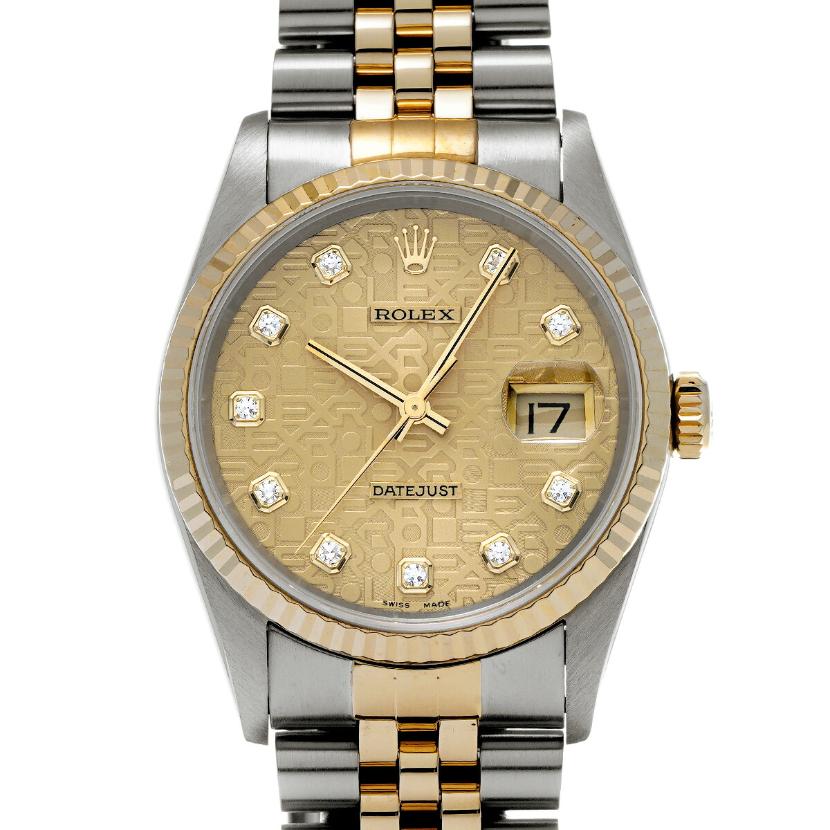 ロレックス ROLEX デイトジャスト 16233G U番(1997年頃製造) シャンパンコンピュータ/ダイヤモンド メンズ 腕時計 ロレックス 時計 高級腕時計 ブランド 【ローン48回払い無金利】【中古】｜ウォッチニアン ブランド品専門店