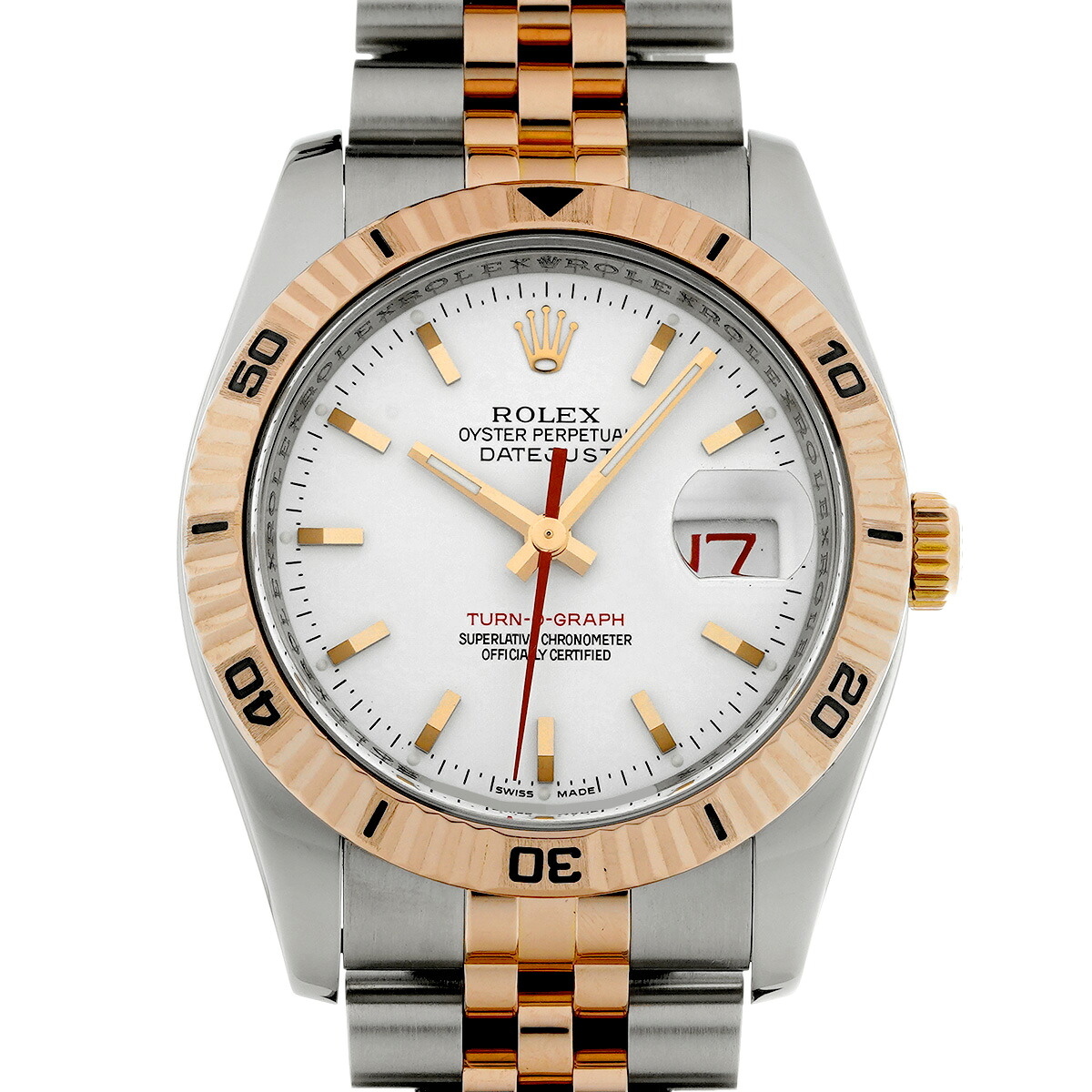ロレックス ROLEX デイトジャスト ターノグラフ 116261 D番(2005年頃製造) ホワイト メンズ 腕時計 ロレックス 時計 高級腕時計 ブランド 【ローン48回払い無金利】【中古】｜ウォッチニアン ブランド品専門店