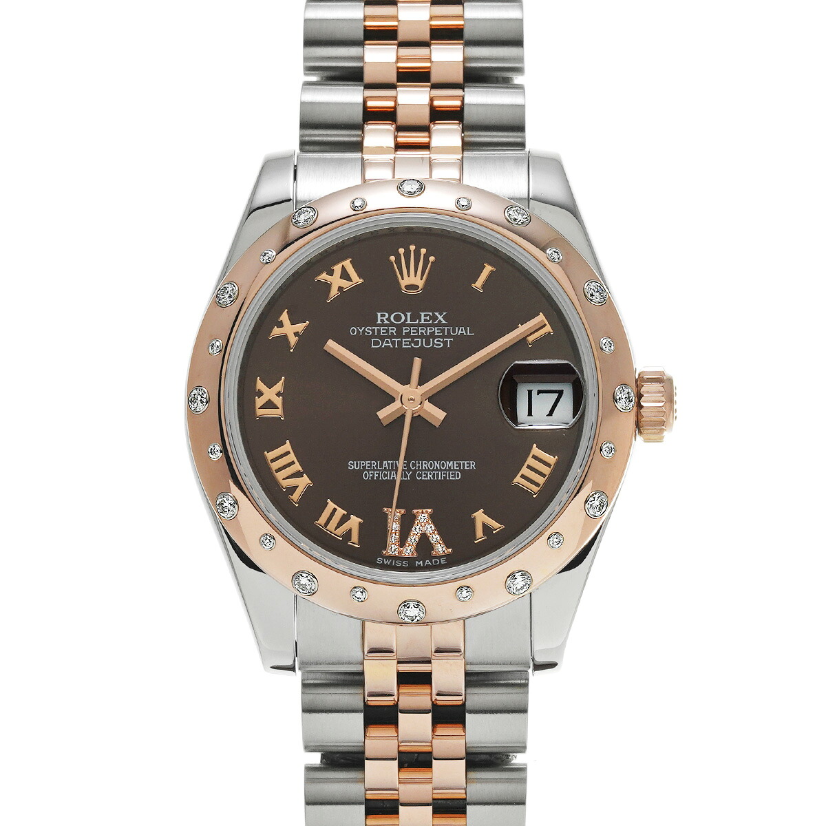 ロレックス ROLEX デイトジャスト 31 178341 G番(2011年頃製造) チョコレートブラウン/ダイヤモンド ユニセックス 腕時計 ロレックス 時計 高級腕時計 ブランド 【ローン48回払い無金利】【中古】｜ウォッチニアン ブランド品専門店