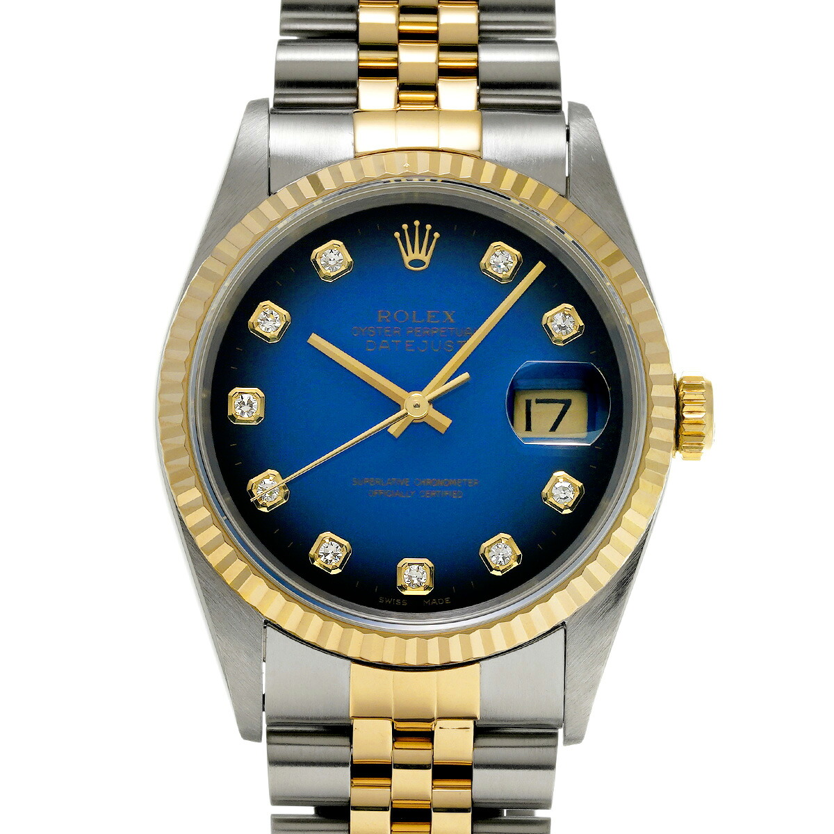 ロレックス ROLEX デイトジャスト 16233G W番(1995年頃製造) ブルー・グラデーション/ダイヤモンド メンズ 腕時計 ロレックス 時計 高級腕時計 ブランド 【ローン48回払い無金利】【中古】｜ウォッチニアン ブランド品専門店