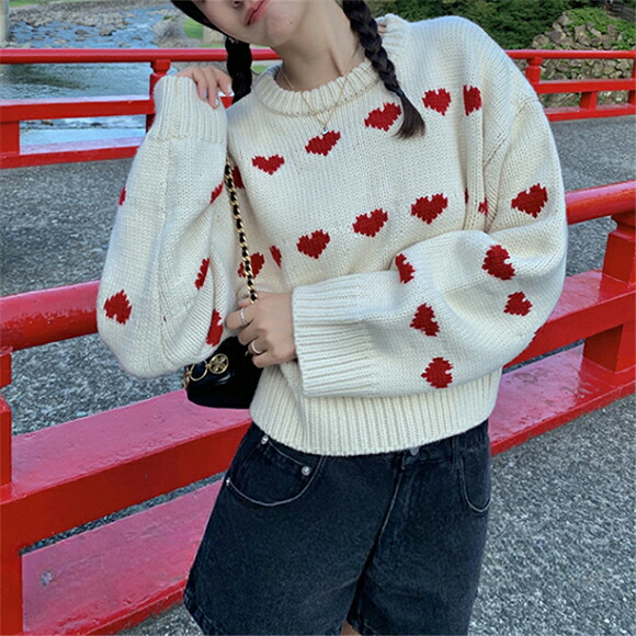 3日間だけ！全品10％OFF】トップス ニット ハートニット ハート