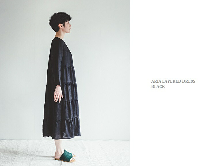 Fog Fog Linen ブラック Aria ワンピース ワンピース Layereddress Work フォグリネンワーク アリア Black リトアニア ふわっとしたシルエットのティアードワンピース リトアニア 薄地リネン100 Lwa307 17 Iraka イラカ