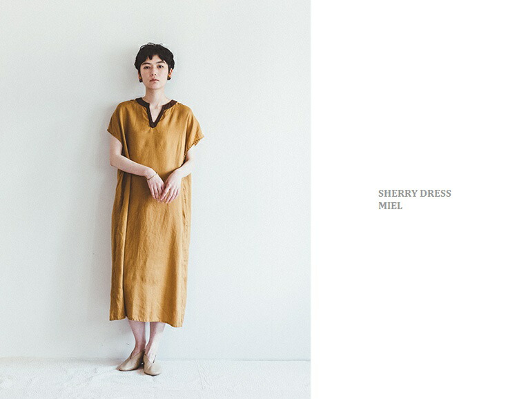 Fog Linen Work フォグリネンワーク シェリー ワンピース ミエル Sherry Dress Miel リトアニア 薄地リネン100 Lwa326 598 septicin Com