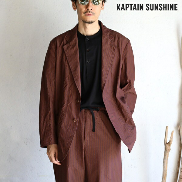 【Kaptain Sunshine】Bumpy Stripe Take Easy Jacket PANSY/BROWNバンピーストライプテイクイージージャケット 三色菫/ブラウンキャプテンサンシャイン【貨物輸送無料】KS26SJK28