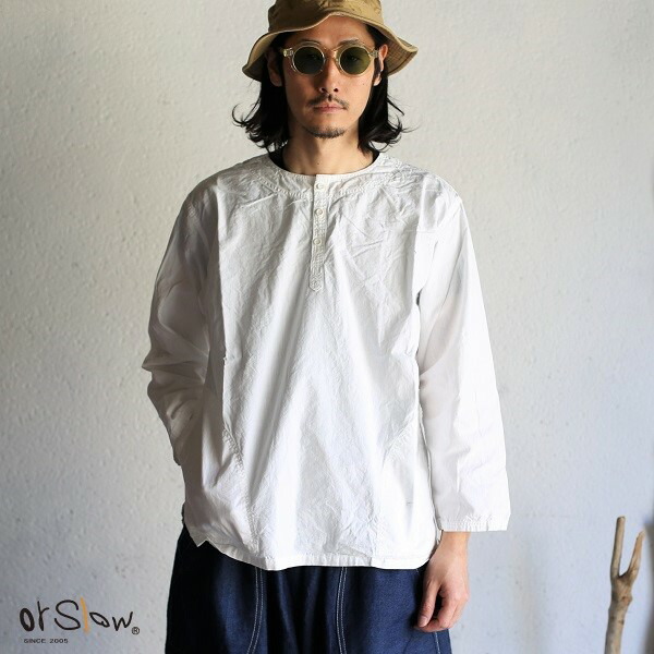 楽天市場 Orslow No Collar Pullover Shirt White Chambray ノーカラープルオーバー シャツ ワンウォッシュオアスロウ ホワイトシャンブレー 日本製 送料無料 Iraka イラカ