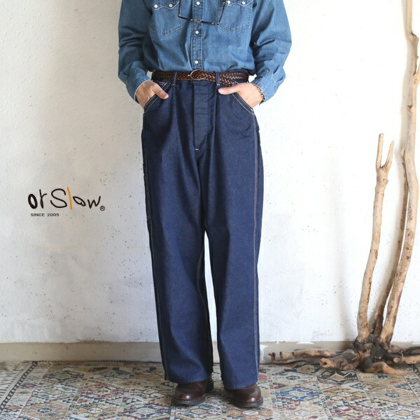 楽天市場】【orslow】 TWO TUCK DENIM WIDE TROUSER DENIM One