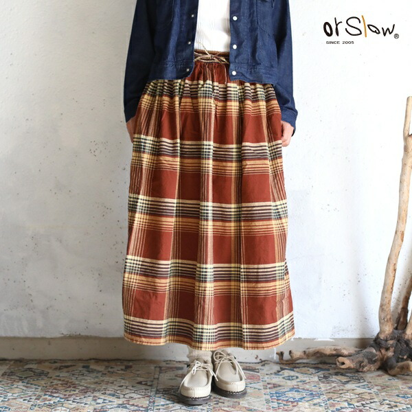 【orslow】ORIGINAL CHECK GATHERED SKIRT オリジナルチェックギャザースカート オアスロウ 日本製【送料無料】