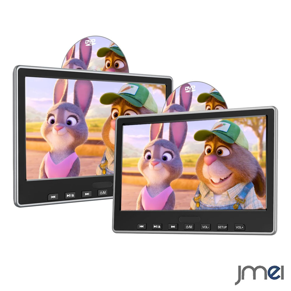 ヘッドレストモニター 10.1インチ 2台セット ポータブル Blu-ray dvdプレーヤー フロントスピーカー 10.1インチ ヘッドレストモニター dvdプレーヤー 車載 HDMI出力 バッテリー内蔵 1080P動画 リージョンフリー CPRM USB SD AC電源ケーブル付属｜JMEI 2nd