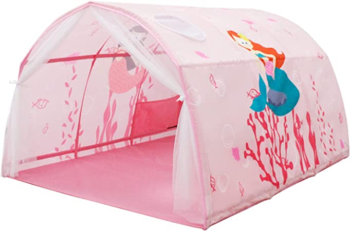 キッズテント おもちゃ ベッドテント トンネル型 蚊帳付き 睡眠テント 知育玩具 子供用テント 室内 屋外 プレイハウス 男の子 女の子 通気性抜群 秘密基地 可愛い ピクニック 簡単組立 プレゼント プレイテント 室内遊具 折り畳み式