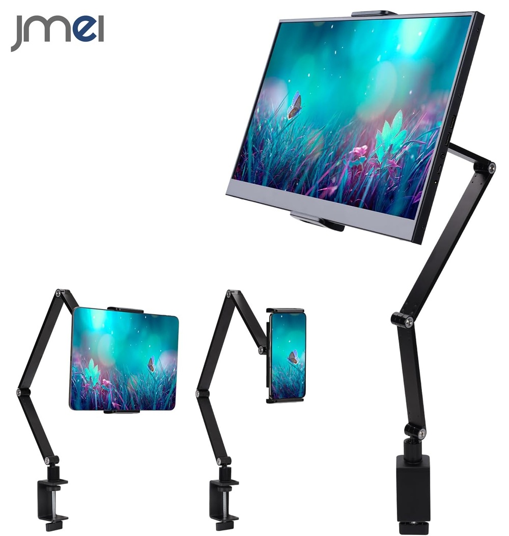 モバイルモニター タブレット スマホ アーム スタンド クランプ式 6関節 360度回転 アルミ製 安定 折りたたみ iPad kindle スタンド 13.3 15.6 17.3インチ iPad iPhone Android Nintendo Switch ポータブルモニター 結婚 引っ越し お祝い 誕生日 プレゼント 送料無料