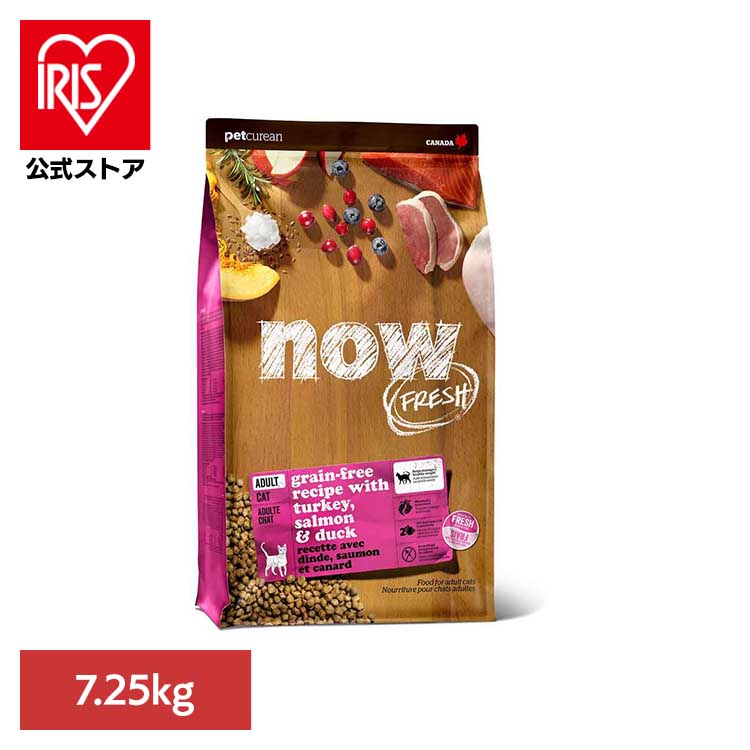 NOW アダルトキャット 7.25kg キャットフード グレインフリー プレミアムフード ミールフリー 生肉 野菜 フルーツ 手作り 小粒 アダルト グローバルペットニュートリション 【B】|アイリスオーヤマ公式 店