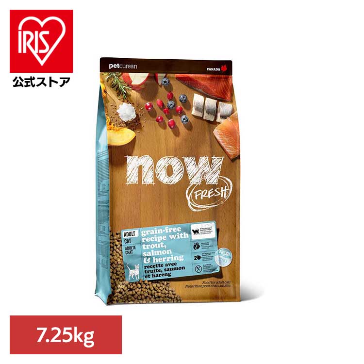 NOW フィッシュアダルトキャット 7.25kg キャットフード グレインフリー プレミアムフード ミールフリー 生肉 野菜 フルーツ 手作り 小粒 魚 グローバルペットニュートリション 【B】|アイリスオーヤマ公式 店