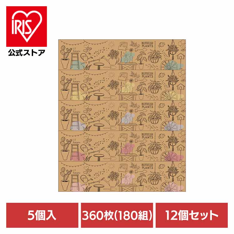 12個】エルモアKazaru Kraftyガーデン180W5P 143325エルモア カミ商事 ボックスティッシュ パルプ100% 180組 ティッシュ 180W5P ティッシュ Kazaru Krafty カミ商事｜アイリスオーヤマ公式 店