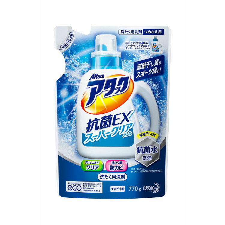楽天市場 アタック抗菌ex Scジェル つめかえ用 770g Kao アタック クリアジェル 洗剤 抗菌クリア 部屋干し 密着干し 抗菌 グリーン 替 花王 D アイリスプラザ 楽天市場店